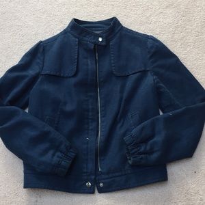 Blue linen blend jacket